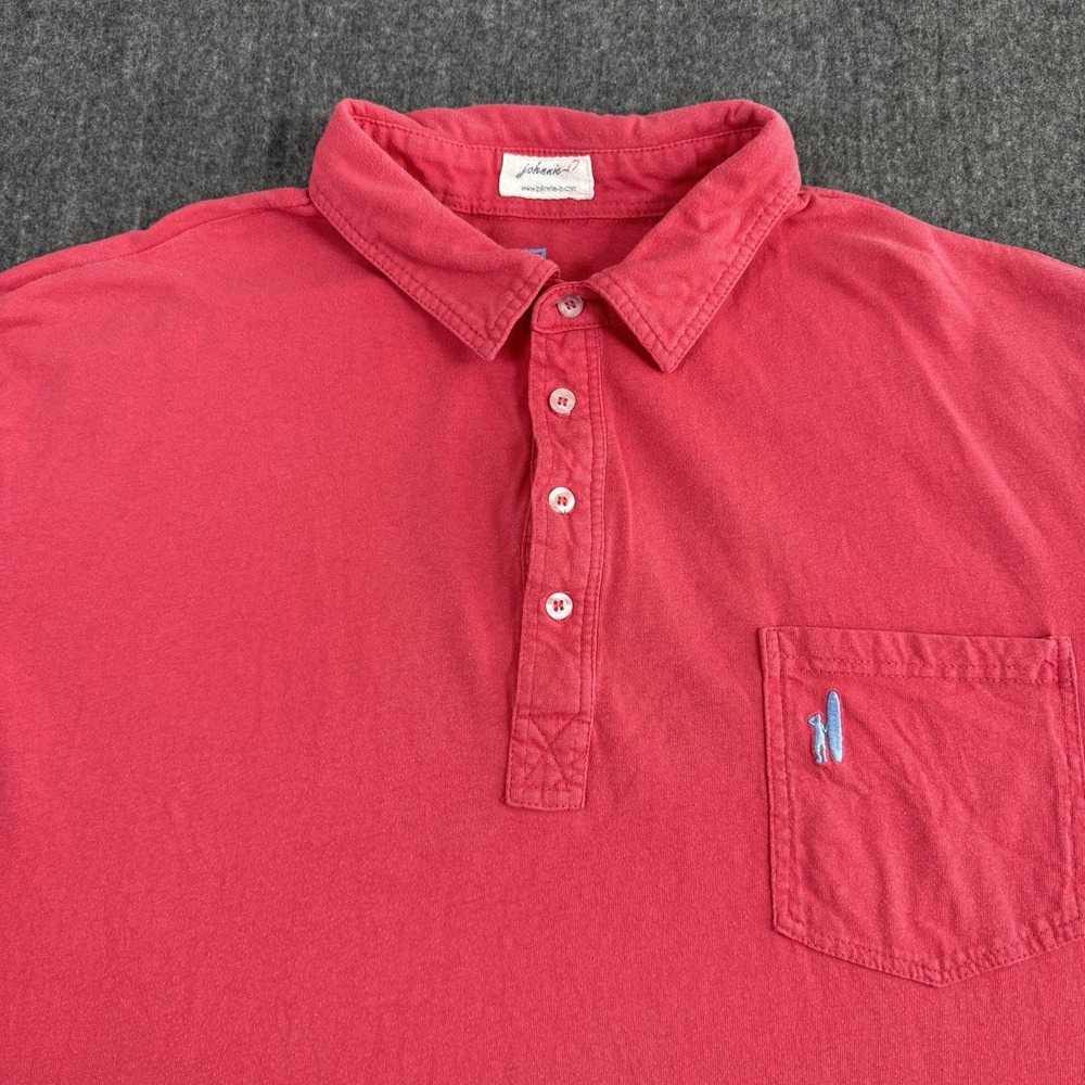 johnnie-O Men's XXL Red Polo Shirt Short Sleeve Pocket 100% Cotton Casual
